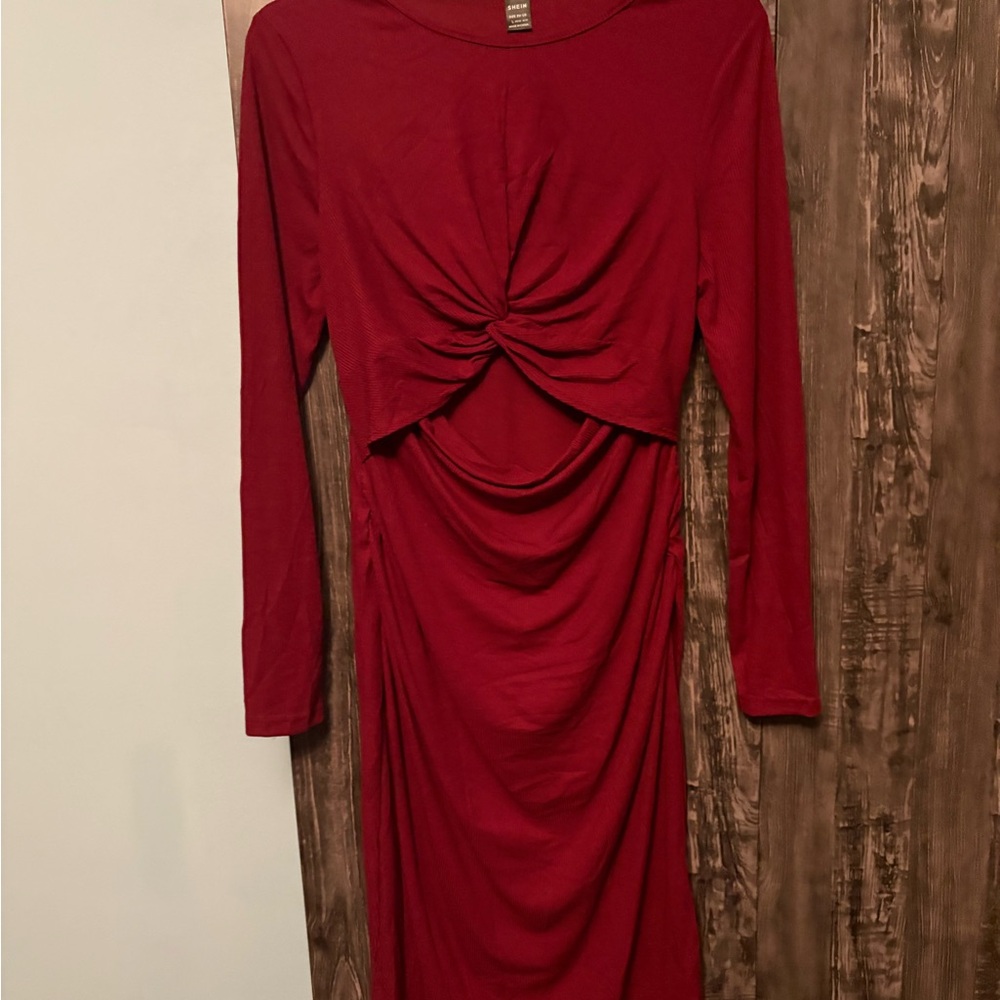 💥Buy 2 Get 1 Free💥 SHEIN Red Ruched Long Sleeve Bodycon Dress